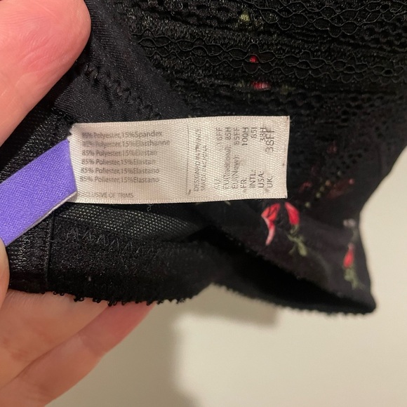 Parfait Black Underwire Bra wire Rose print. US 38H - Picture 6 of 6